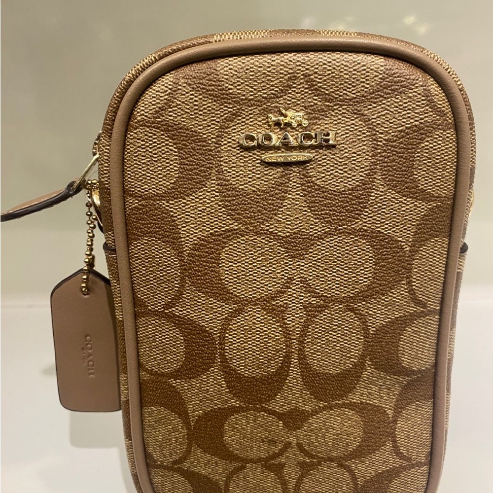 Coach Brown phone Crossbody Bag with Signature Monogram